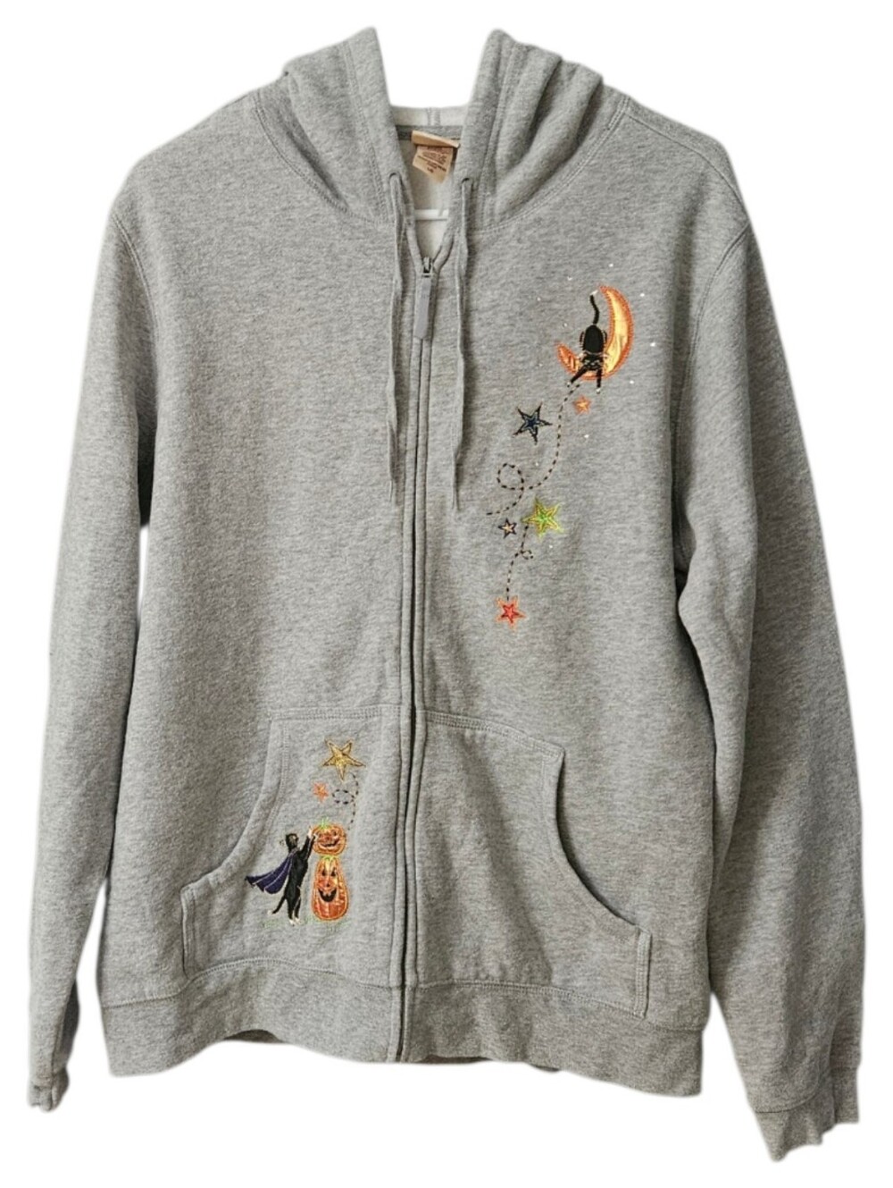 Covington Women's Halloween Full Zip Hoodie Embroidered Size Large Gray Fall